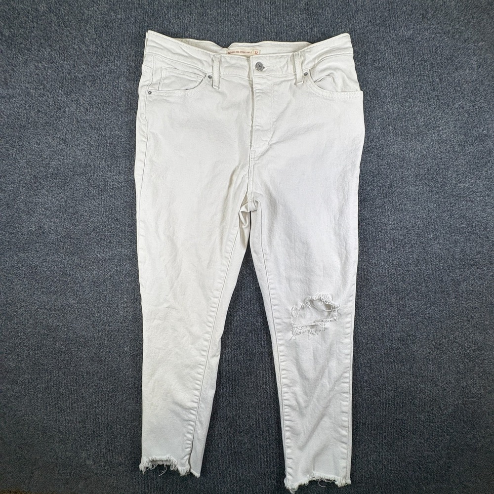 Levi Strauss & Co 721 Skinny Ankle Jeans Womens 33x25.5 White Denim High Rise - Picture 2 of 12